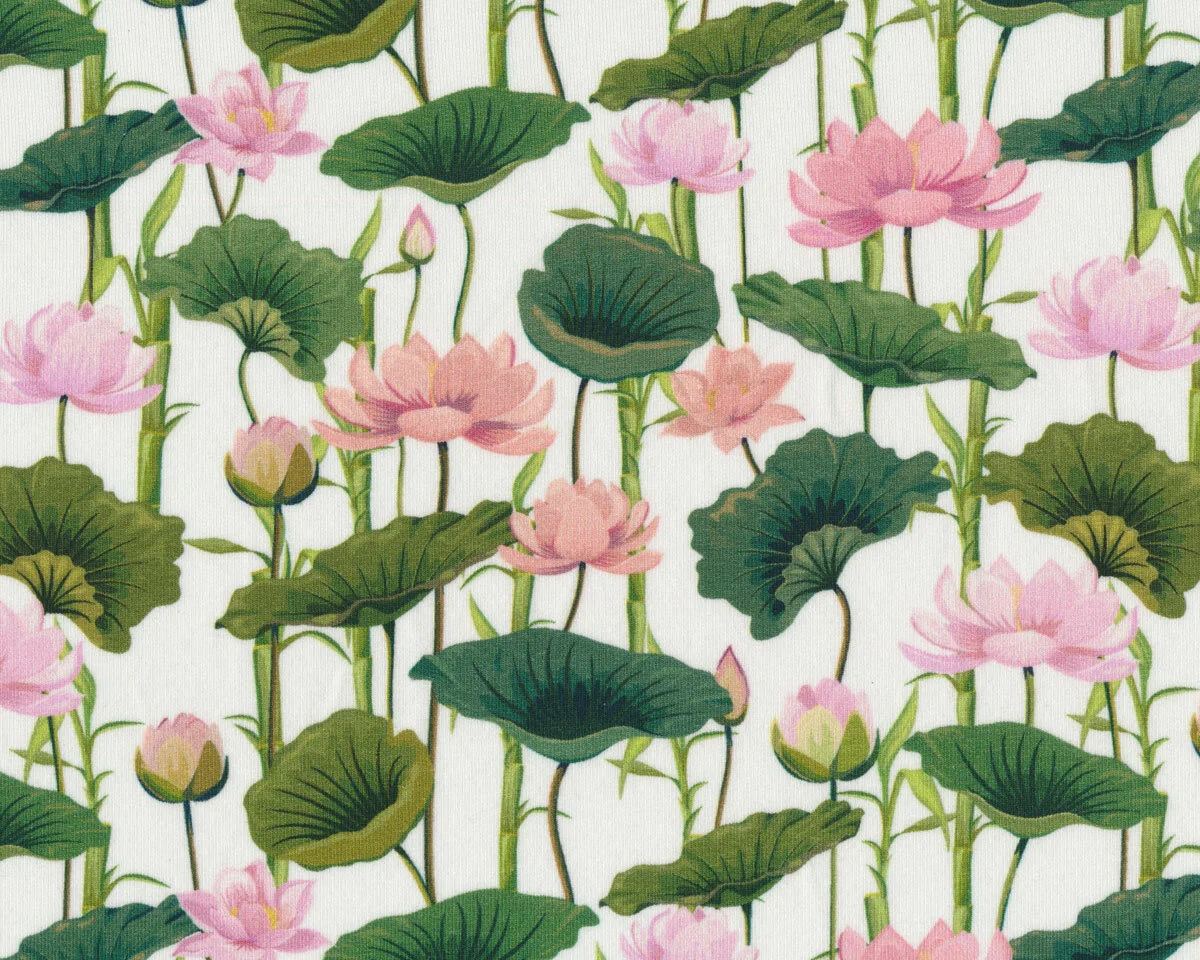 Modalsweatstoff DAISY, Kelchblüten, weiß