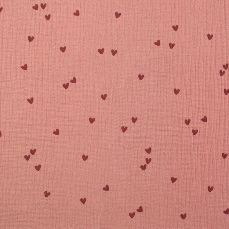 Musselin Double Gauze Little Hearts, altrosé