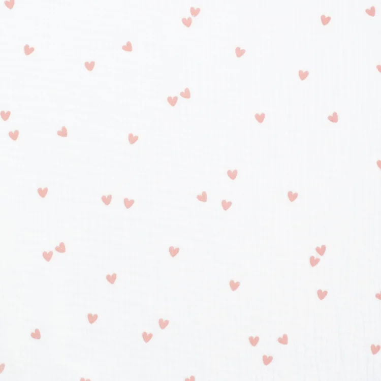 Musselin Double Gauze Little Hearts, weiss