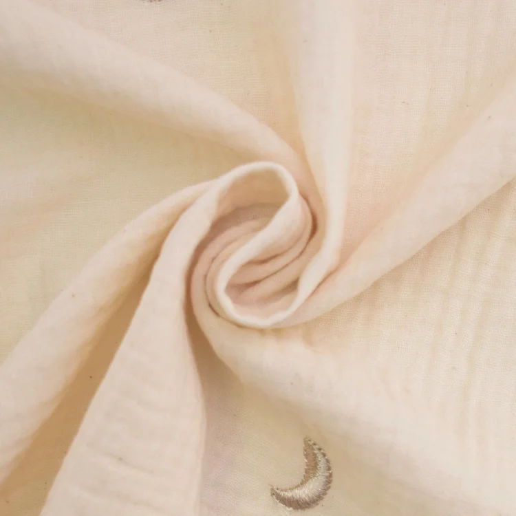 Musselin Double Gauze Mond und Sterne, natur