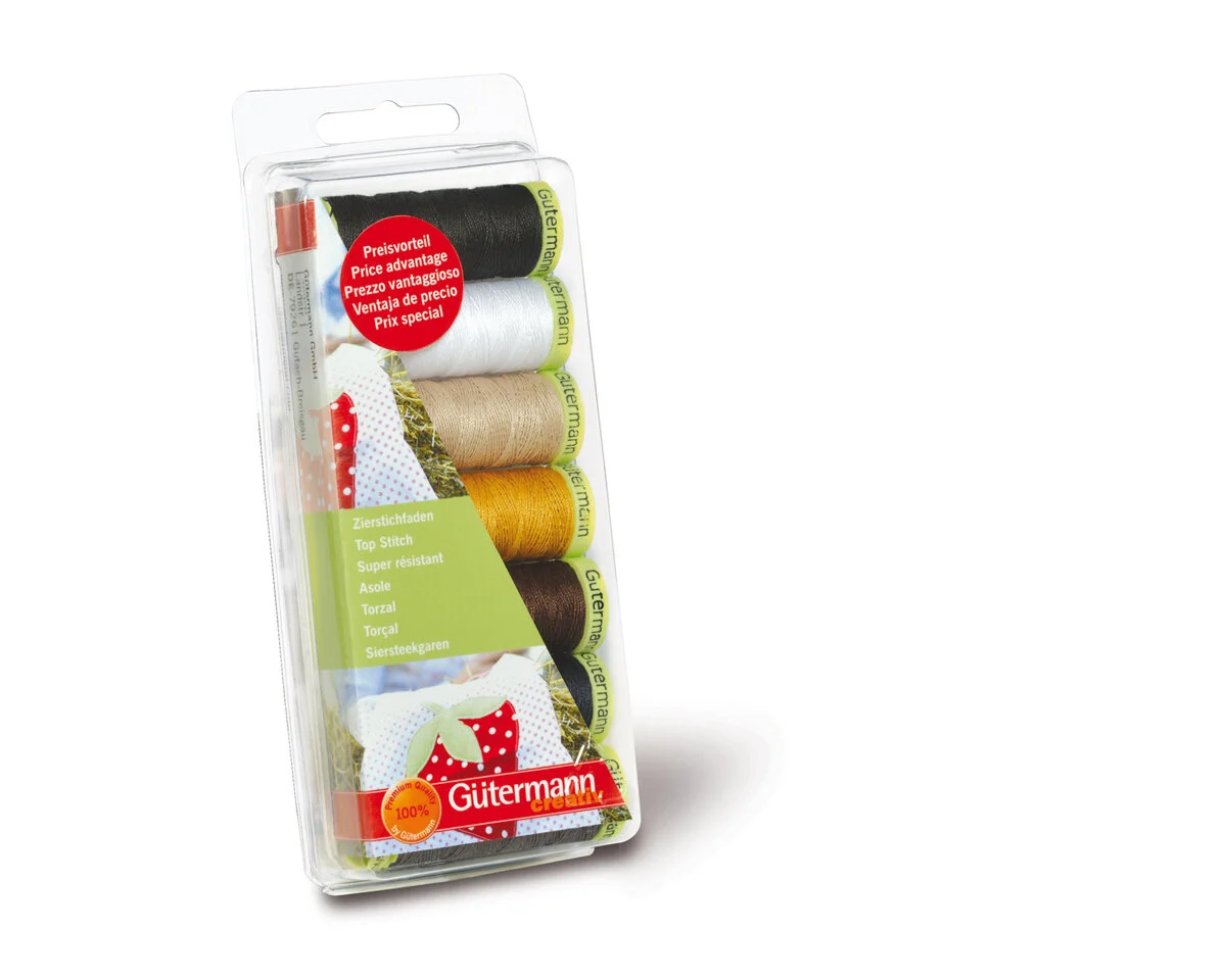 Nähfadenset ZIERSTICHFADEN, Knopflochseide, 7 Garne, Gütermann