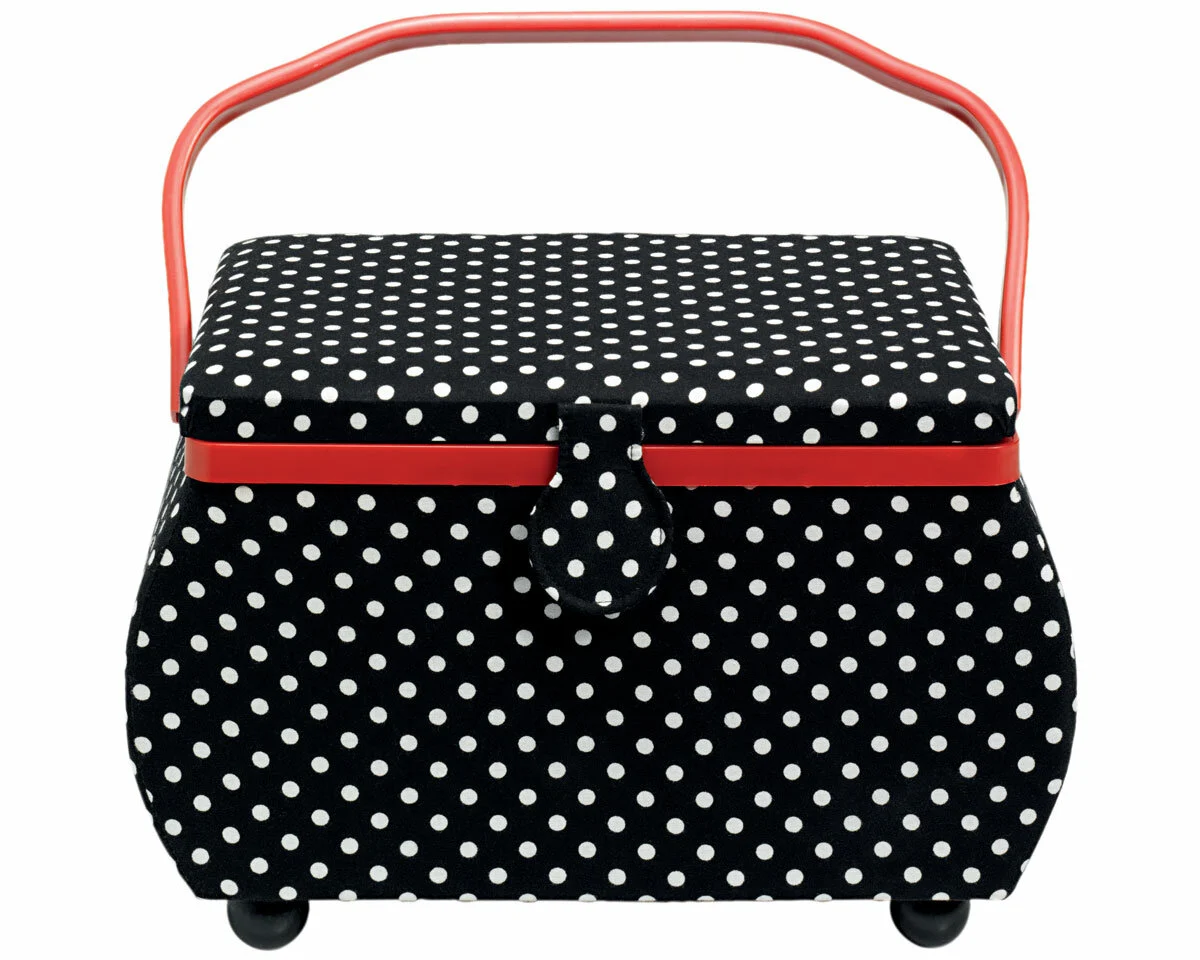 Nähkorb POLKA DOTS schwarz, Größe L, Prym