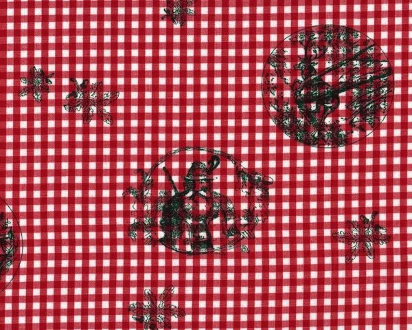 Öko-Tex Trachten-Baumwollgewebe SISSY, Jäger-Medaillons, Vichy-Karo, rot-tannengrün-weiß