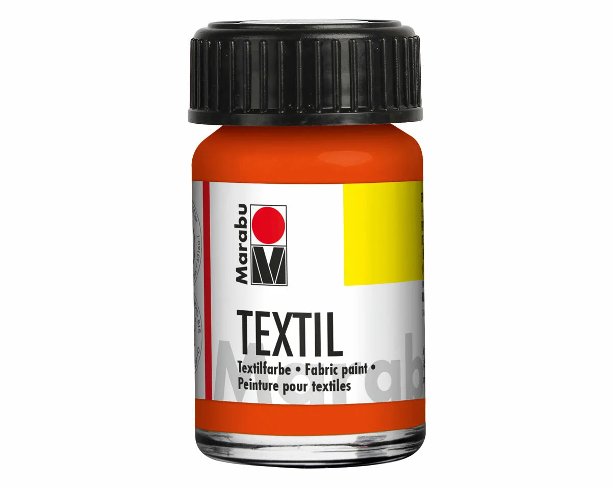 Orangefarbene Stoffmalfarbe TEXTIL für helle Stoffe, Marabu apricot 15 ml