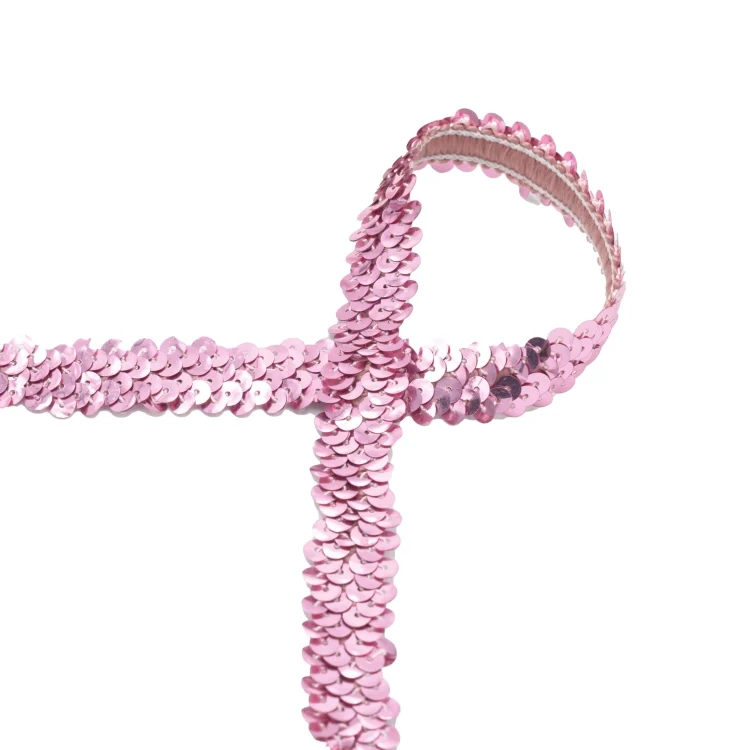 Paillettenborte uni 2 cm, rosa