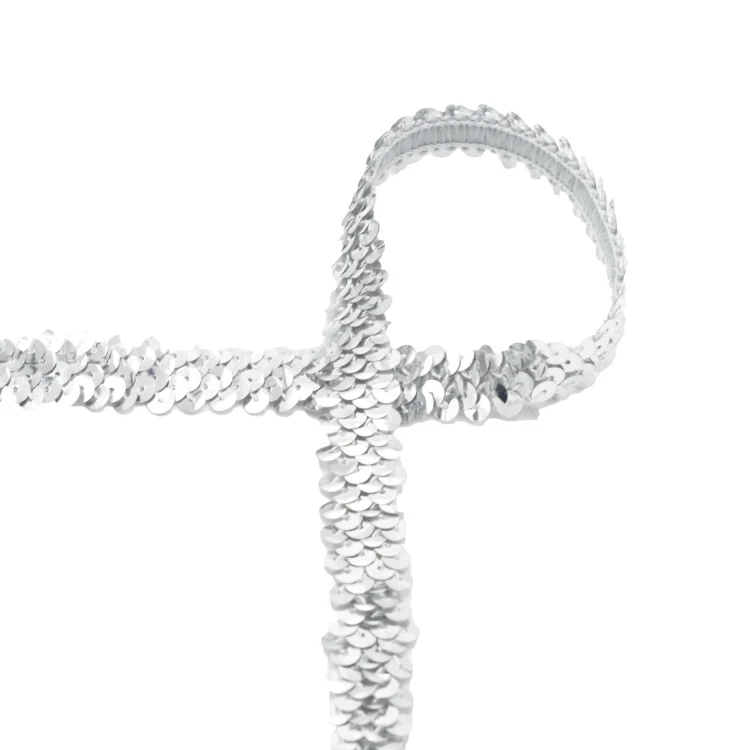Paillettenborte uni 2 cm, silber