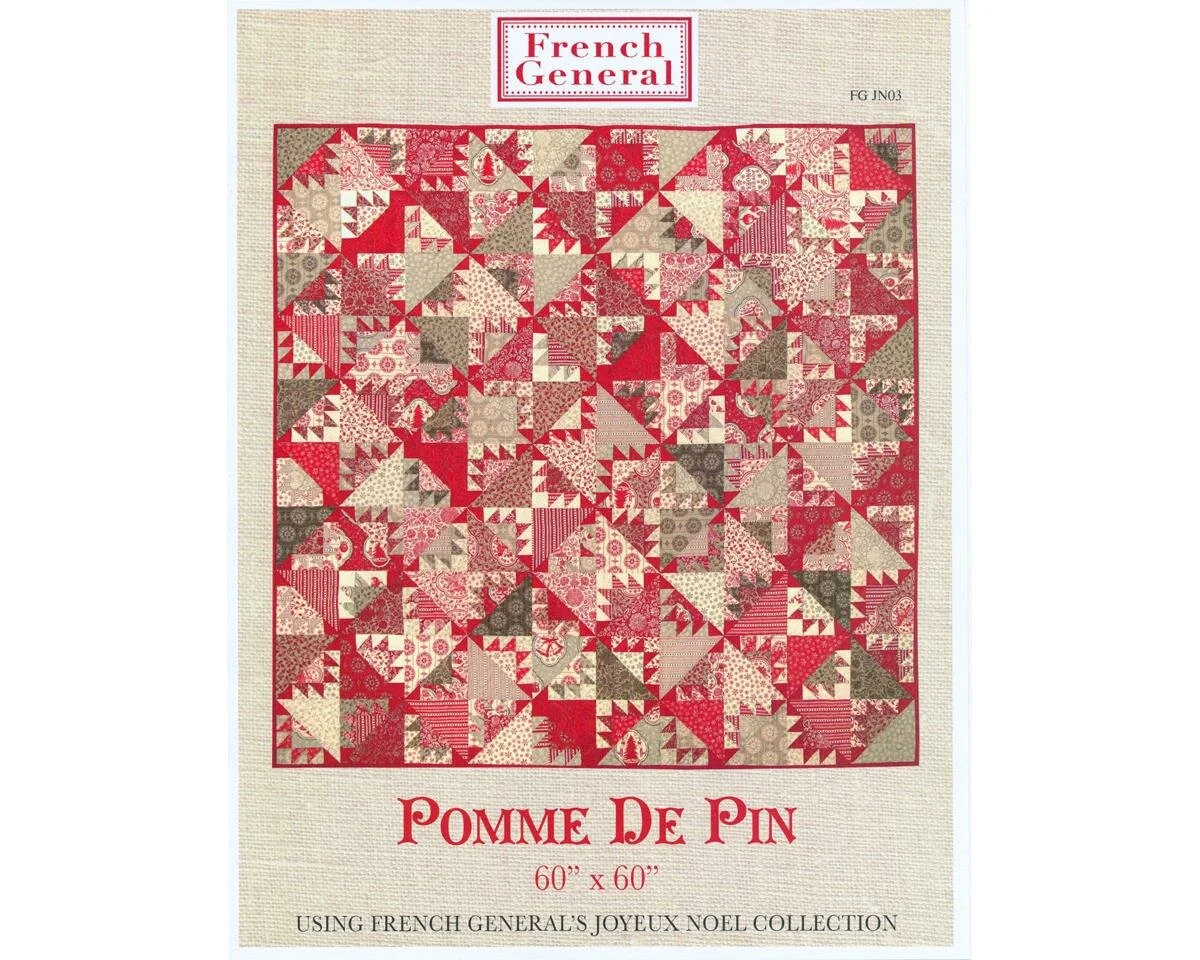 Patchwork-Anleitung POMME DE PIN, quadratischer Weihnachts-Quilt, Moda Fabrics