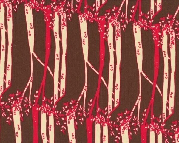 Patchworkserie "Opal Owl" mit Streifen-Ästen, braun-rot
