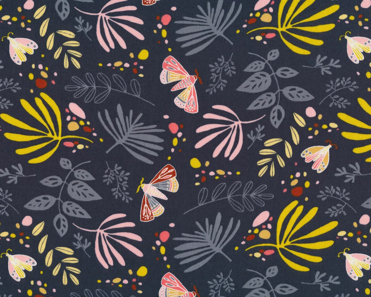 Patchworkstoff AERIAL, Falter, anthrazit, Tamara Kate