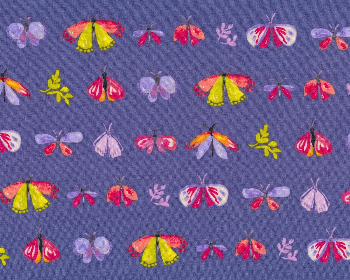 Patchworkstoff AERIAL, Insekten, lilablau, Tamara Kate