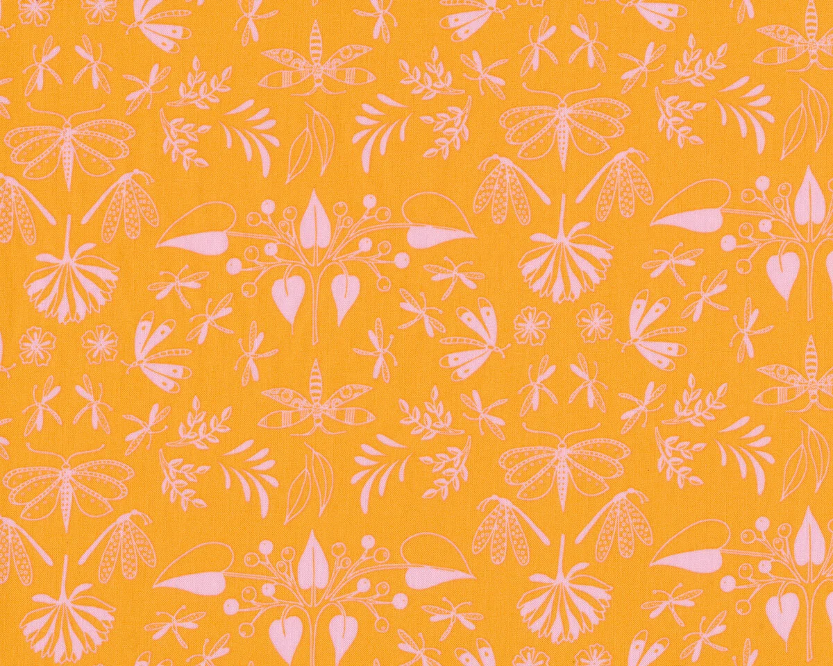 Patchworkstoff AERIAL, Libellen, orange,Tamara Kate