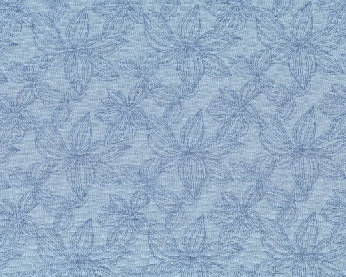 Patchworkstoff ARIA, Blatt-Bündel, helles taubenblau-taubenblau, Moda Fabrics