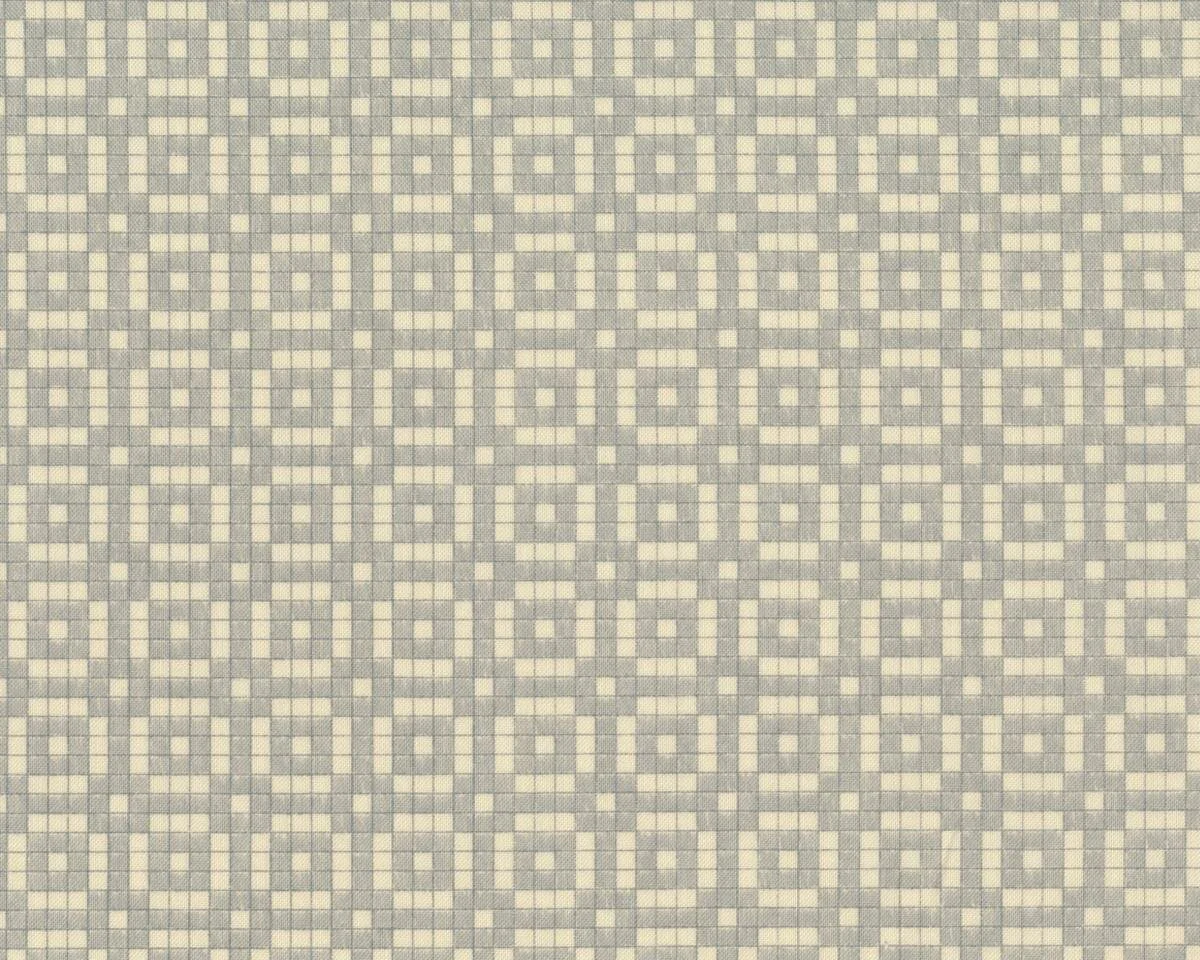 Patchworkstoff AUBADE SONG TO THE DAWN, Kästchen-Blumen, natur hell-hellgrau, Moda Fabrics