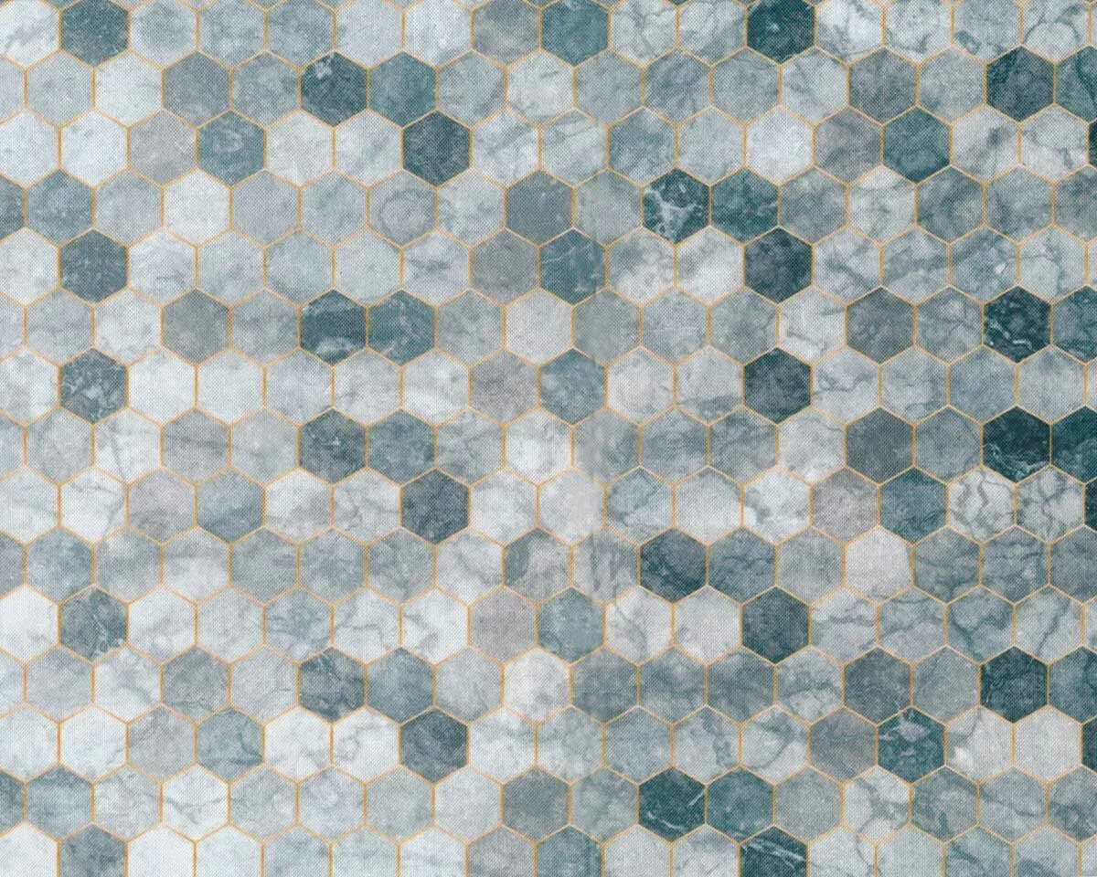 Patchworkstoff BACKSPLASH, Hexagon-Verlauf, grau, Hoffman Fabrics