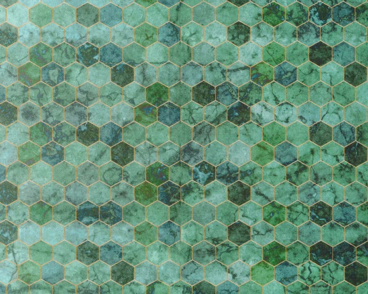 Patchworkstoff BACKSPLASH, Hexagon-Verlauf, mintgrün, Hoffman Fabrics