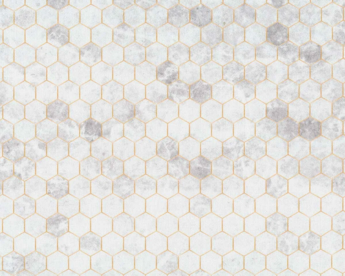 Patchworkstoff BACKSPLASH, Hexagone, hellgrau, Hoffman Fabrics