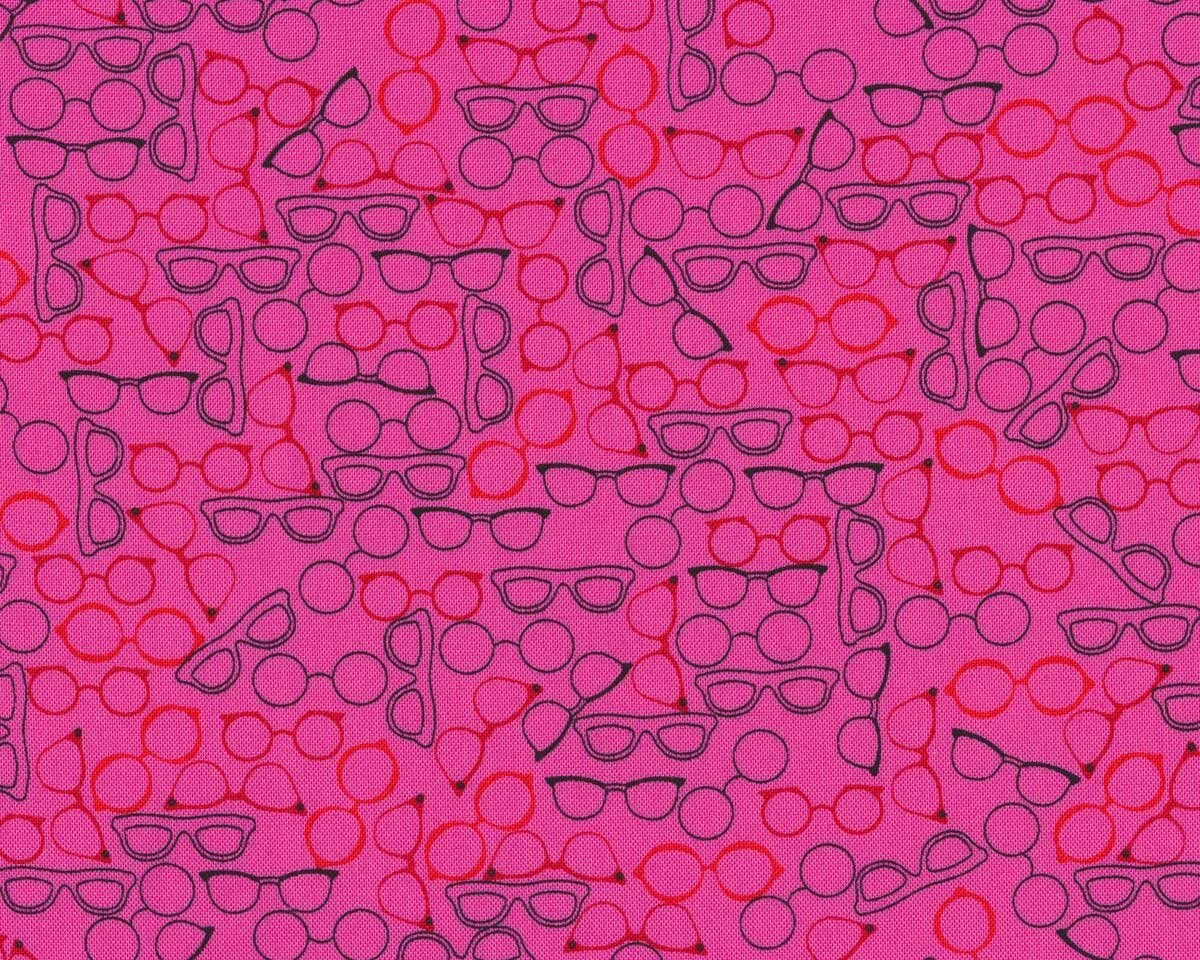 Patchworkstoff BEST BITS, Brillen, pink