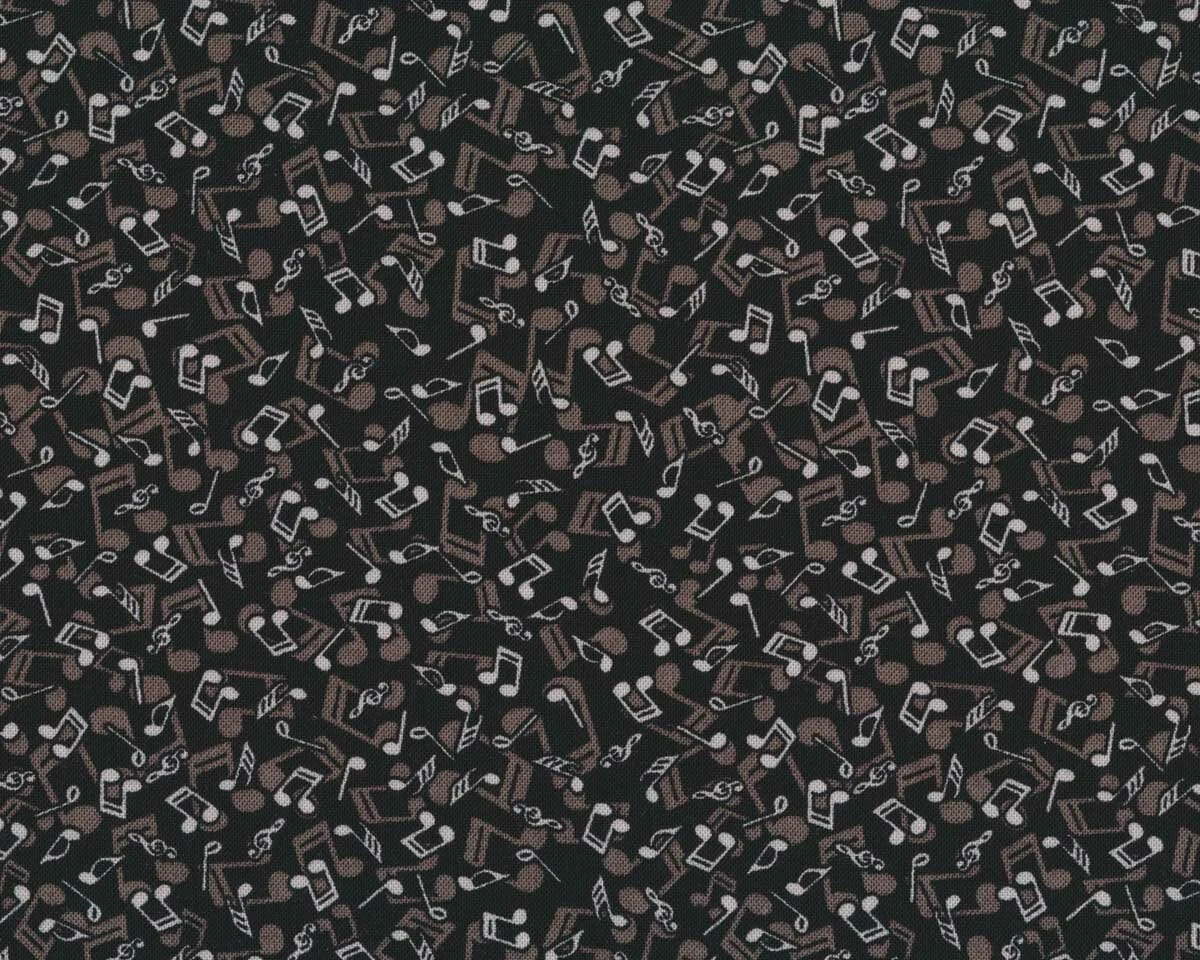 Patchworkstoff BEST BITS, Noten, schwarz