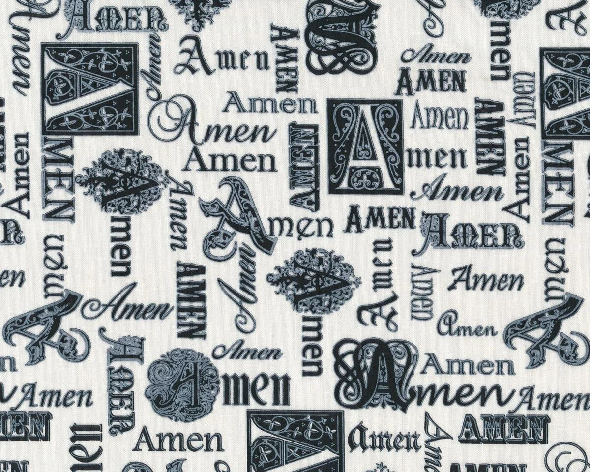 Patchworkstoff BIBLE STUDY, Schrift, schwarz-weiß