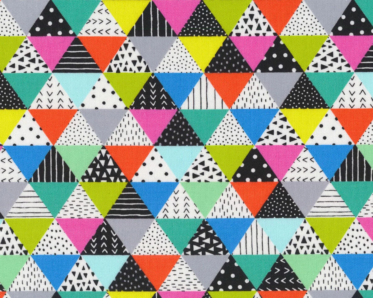 Patchworkstoff BLACK AND WHITE with a touch of bright, Dreiecke, bunt, Studio E