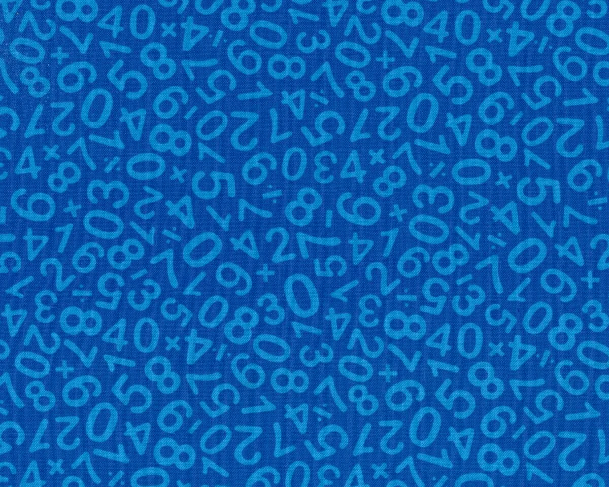 Patchworkstoff BLACK AND WHITE with a touch of bright, Zahlen, blau, Studio E