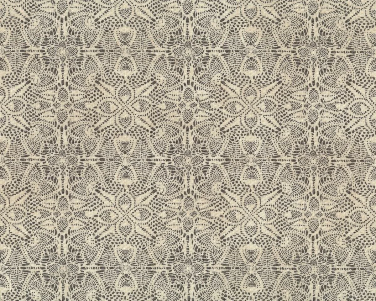 Patchworkstoff BLACK TIE AFFAIR, Spiegel-Blüten-Ornament, hellbeige-dunkles beigegrau, Moda Fabrics