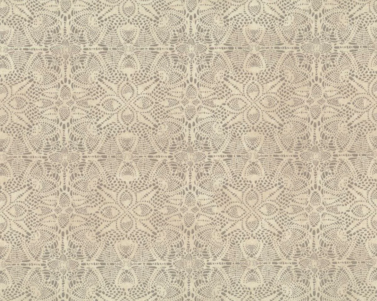 Patchworkstoff BLACK TIE AFFAIR, Spiegel-Blüten-Ornament, hellbeige-natur dunkel, Moda Fabrics