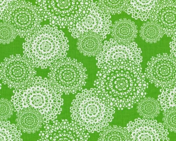 Patchworkstoff BRRR!, Kreise mit Spitzen-Muster, maigrün-weiß