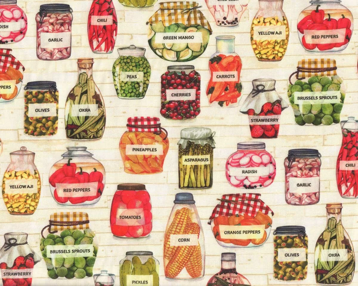 Patchworkstoff CERTIFIED DELICIOUS, Sauergemüse, creme, Windham Fabrics