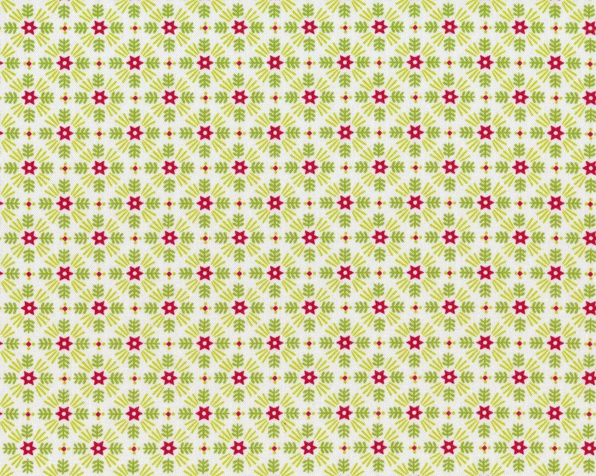 Patchworkstoff CHRISTMAS KITSCH, Weihnachtsblumen, weiß-grasgrün