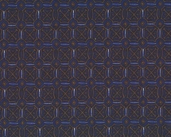 Patchworkstoff "Dear Stella" mit Ornamentfliesen-Muster, dunkelblau-braun
