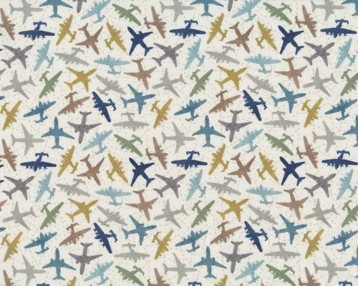 Patchworkstoff DISCOVER, Flugzeug, weiß, Windham Fabrics