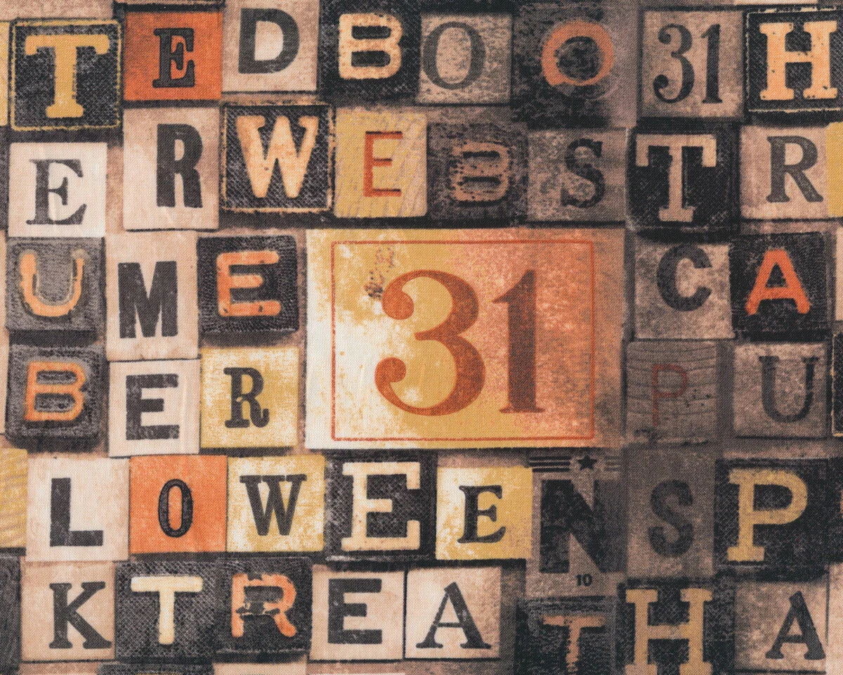Patchworkstoff ECLECTIC ELEMENTS, Buchstaben, Tim Holtz