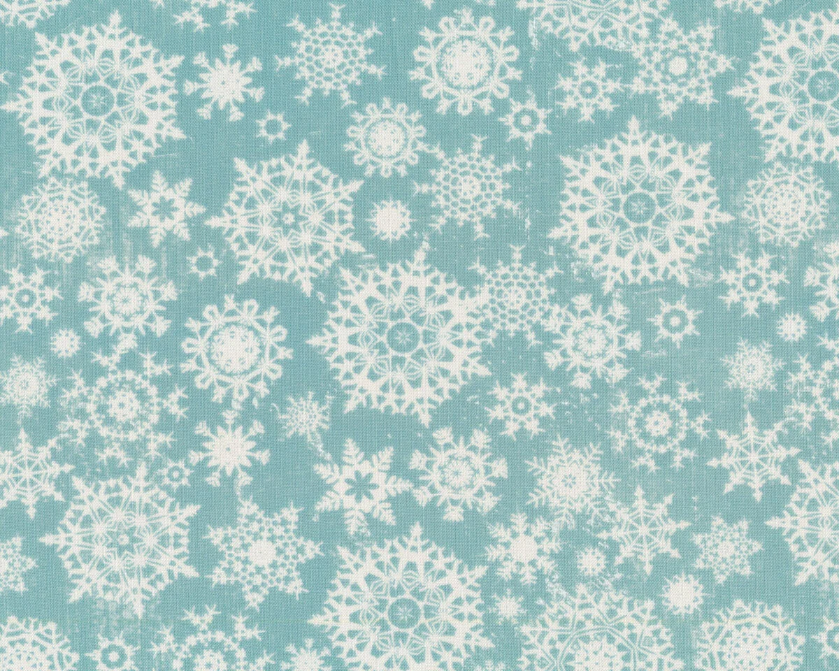 Patchworkstoff ECLECTIC ELEMENTS Christmastime, Schneekristalle, hellblau, Tim Holtz