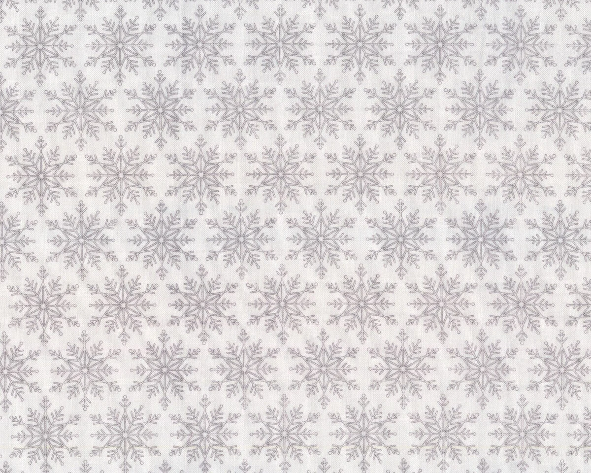 Patchworkstoff ECLECTIC ELEMENTS Christmastime, Schneesterne, hellgrau, Tim Holtz