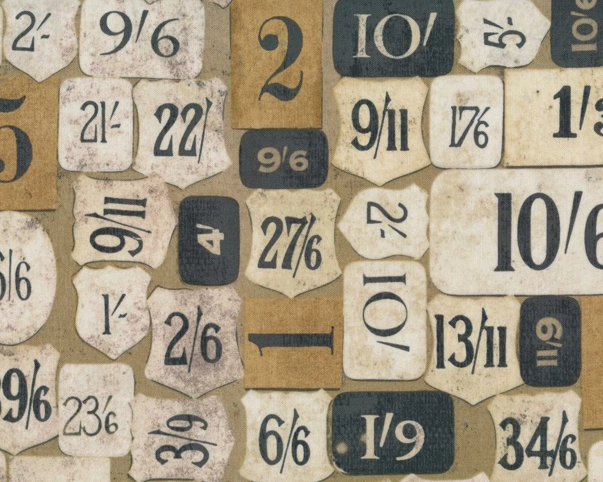 Patchworkstoff ECLECTIC ELEMENTS, Zahlen-Etiketten, Tim Holtz