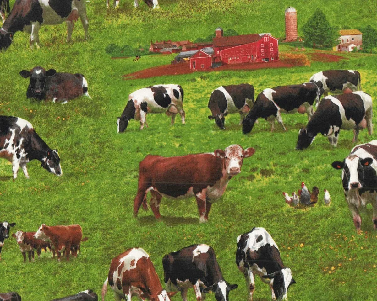 Patchworkstoff FARM ANIMALS, Kühe, Elizabeth's Studio