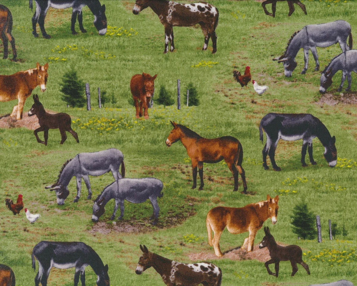 Patchworkstoff FARM ANIMALS, Pferde, Elizabeth's Studio