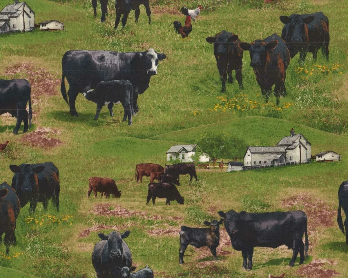Patchworkstoff FARM ANIMALS, Rinder, Elizabeth's Studio