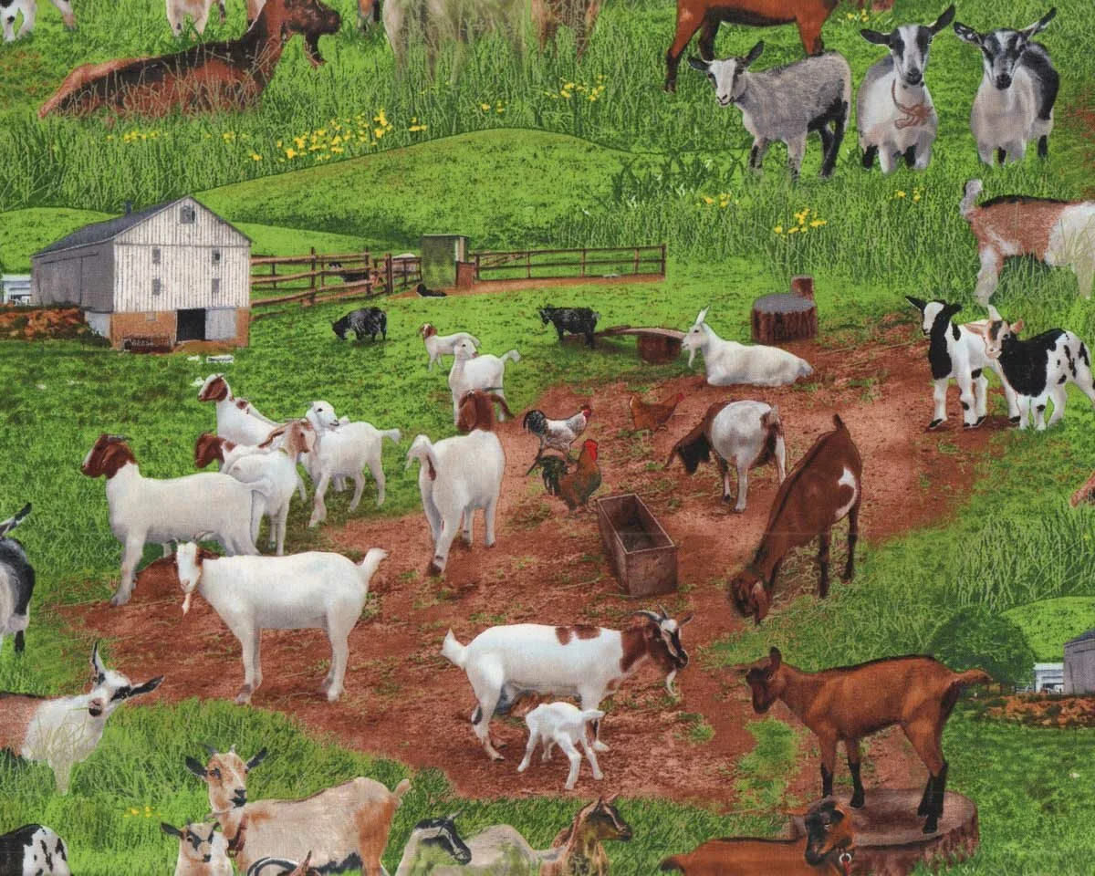 Patchworkstoff FARM ANIMALS, Ziegen, Elizabeth's Studio