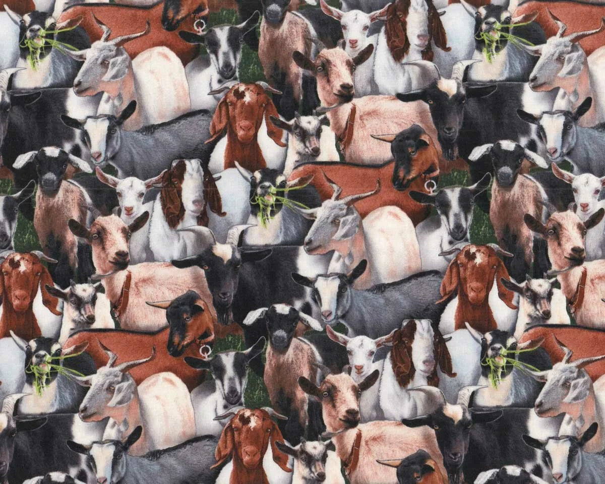 Patchworkstoff FARM ANIMALS, Ziegenherde, Elizabeth's Studio