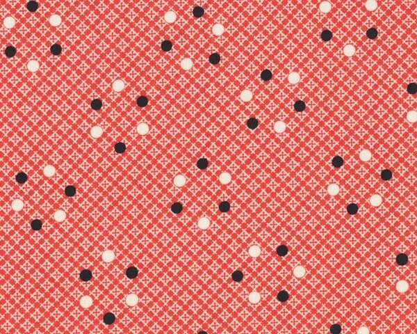 Patchworkstoff FLORENCE mit Kreuzchen-Rauten und Punkte, lachsrot