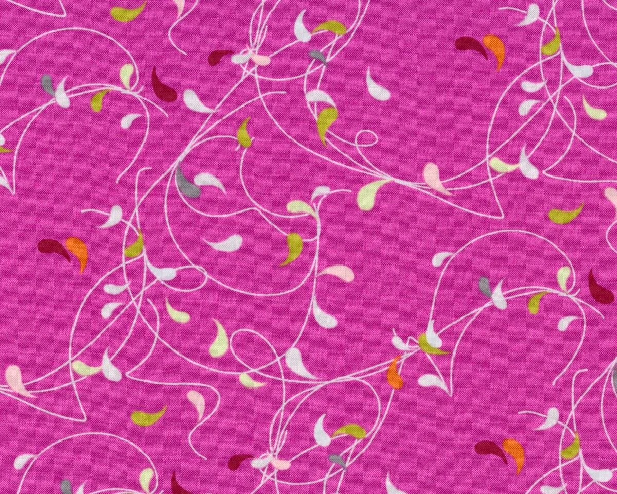 Patchworkstoff FLOW, Ranken mit Blättchen, pink-gebrochenes weiß, Moda Fabrics