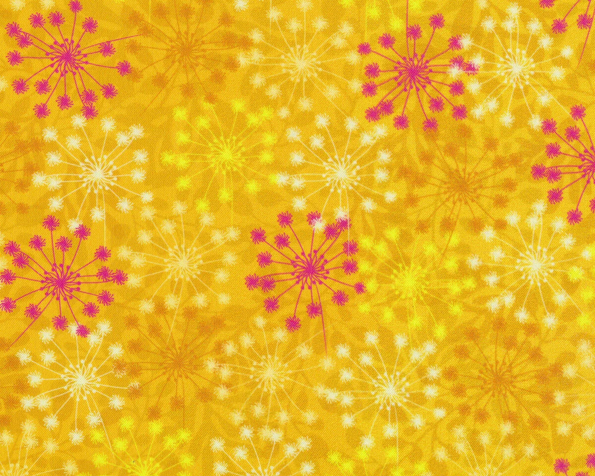 Patchworkstoff FLOWERS IN THE WIND, große Pusteblumen, maisgelb
