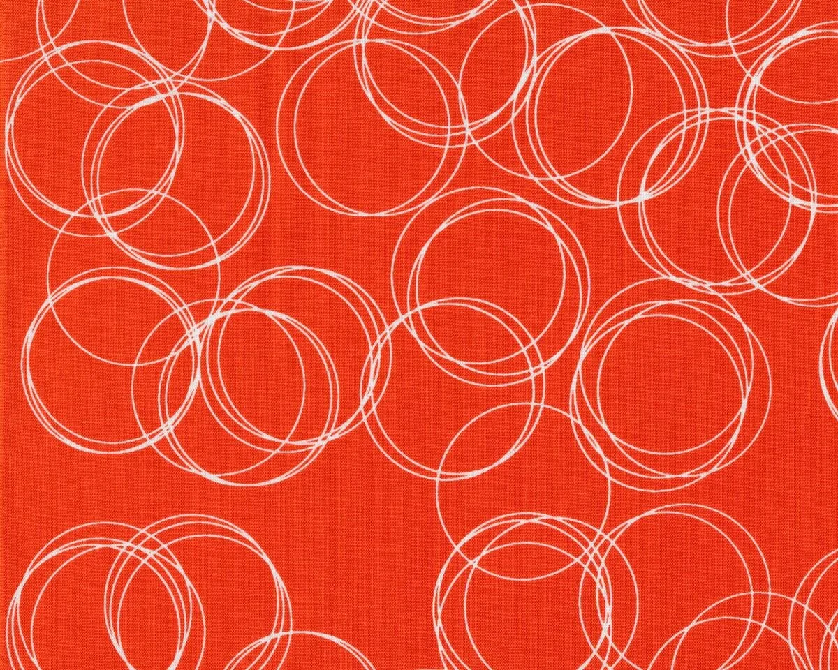 Patchworkstoff FOUR CORNERS, Skizzen-Kreise, orangerot