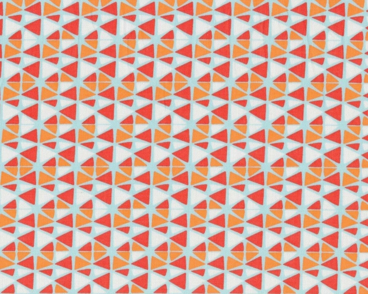 Patchworkstoff FRUIT STAND, Comic-Dreiecke, dunkles aprikot-orange