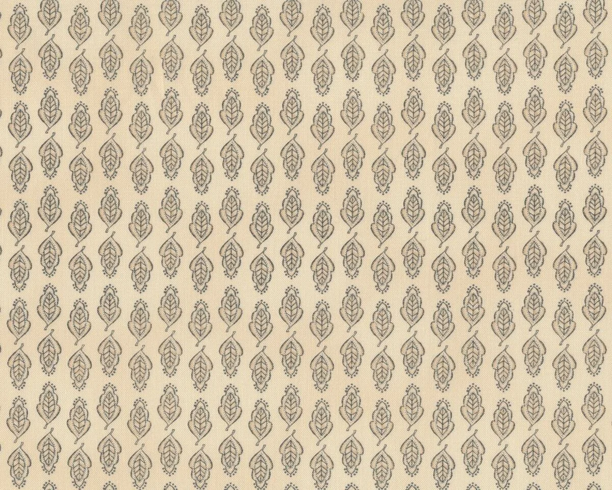 Patchworkstoff GARDEN NOTES, Blätter, hellbeige-anthrazit, Moda Fabrics