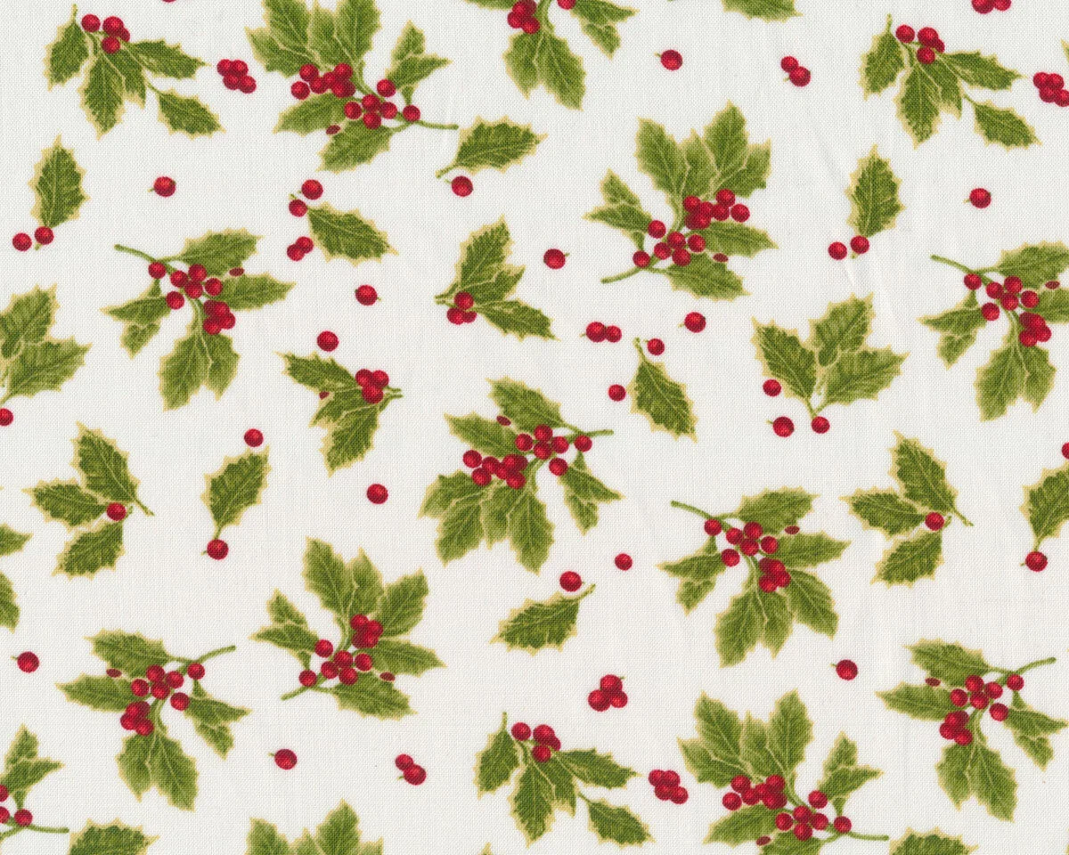 Patchworkstoff HOLIDAY BOTANICAL, Ilex, hellgrün, Henry Glass