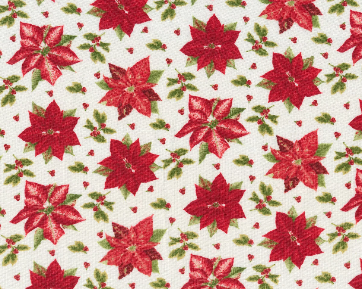 Patchworkstoff HOLIDAY BOTANICAL, Weihnachtssterne, rot, Henry Glass