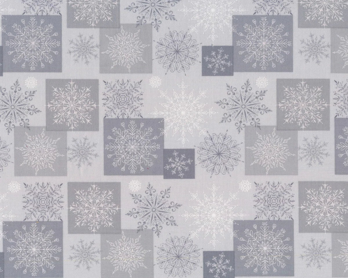 Patchworkstoff HOLIDAY LANE, Schneesterne, hellgrau, Henry Glass
